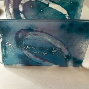 Handcrafted Blue and Purple Fused Glass Napkin Holder